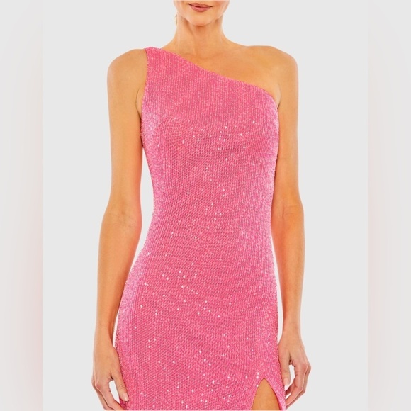 IEENA FOR MAC DUGGAL 26990 NWT Sequined One Shoulder Draped Back Gown - Picture 4 of 7